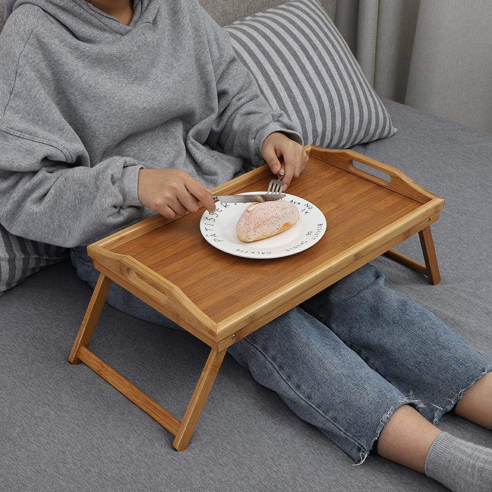Tavolino Letto Vassoio Da Letto In Bambù Con Gambe Pieghevoli E