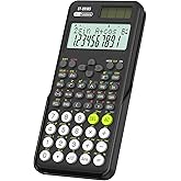 Scientific Calculator School Supplies, ROATEE 991MS 401 Functions 2-Line Display Desktop Calculator with Sliding Cover, Solar Battery Dual Power Kawaii for Middle High School Student and Teacher Black