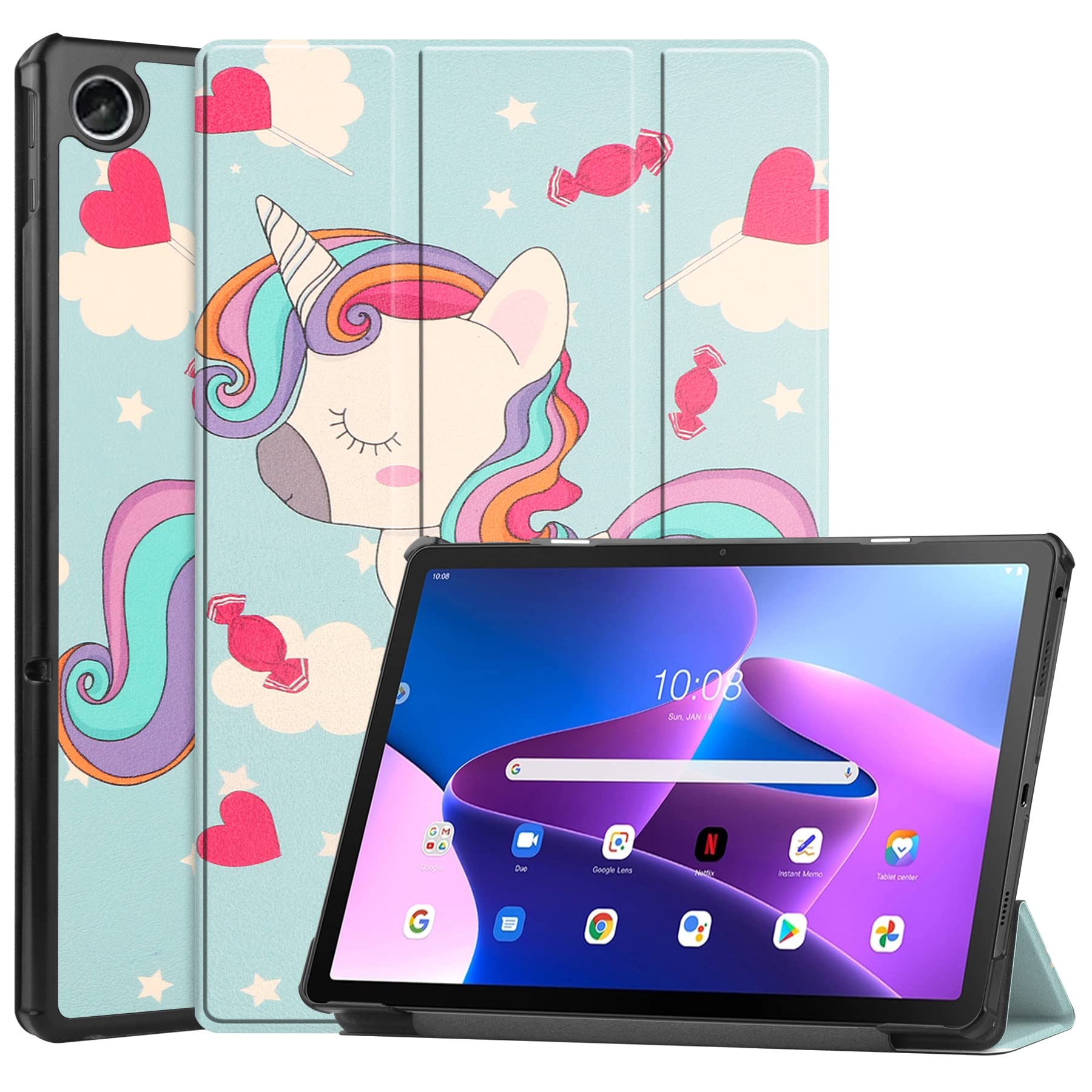 Dlahaby Case for lenovo Tab M10 Plus 3rd Gen 10.6 inch (TB125FU/TB128FU/TB128XU,Slim Shell Flip Cover with Stand Function for 2022 Lenovo Tab M10 Plus 3rd Gen Tablet,unicorn