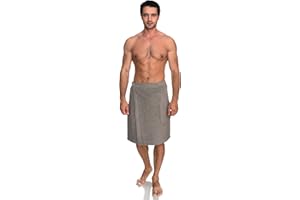 TowelSelections Mens Shower Wrap Adjustable Cotton Terry Bath Gym Cover Up with Snaps