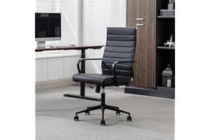 Okeysen Leather Office Desk Chair, Conference Room Chairs Executive Chair Ribbed, Ergonomic Height Adjustable Swivel Rolling Chair for Home Office.