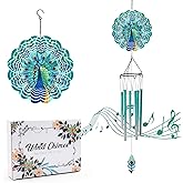 Wind Chimes with Peacock Wind Spinner, Gifts for Men, Women, Retirement, Teacher, Parents - Outdoor Hanging Decor Clearance for Garden, Patio, Backyard Or Porch