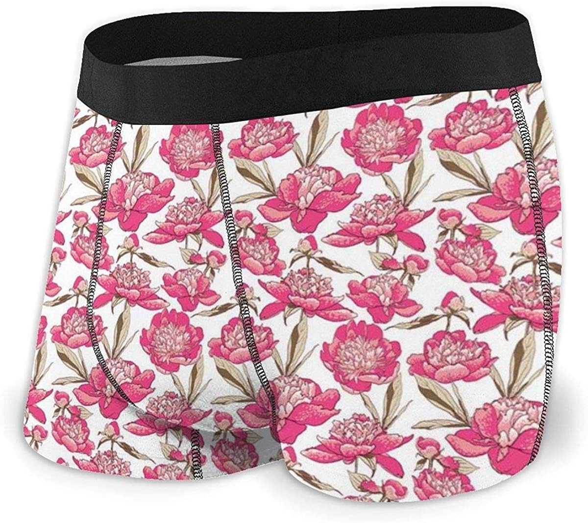 GLGFashion Men's Boxer Briefs Vintage Design with Pretty Peony Flowers