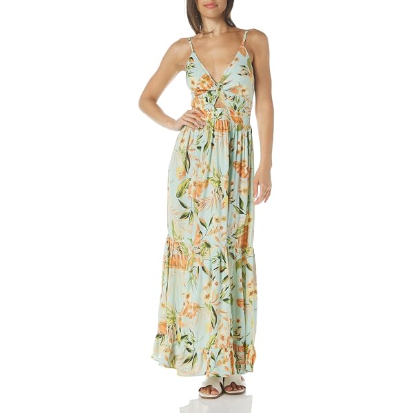 chinese dress ladies Angie Women's Printed Twist Front Keyhole Maxi Dress at Amazon Women's  Clothing store main image 0