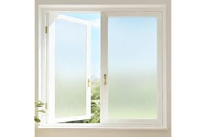 Borskyn Frosted Glass Window Film Decorative, Privacy Window Film Static Cling, UV Blocking Window Covering, Non Adhesive Removable Window Clings for Bathroom Home Office, 17.5 x 78.7 Inches, Pure