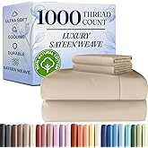 1000 Thread Count Sheet Set - 100% Cotton Bed Sheets - Softer Than Egyptian Cotton - 4-Piece Cream King Set - Soft Sateen Weave - Hotel Luxury Bedding 16 Inches - Deep Pocket Fits up to 17" Mattresses