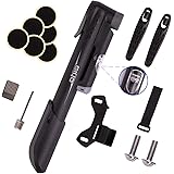 GIYO Mini Bike Pump, Portable Compact Bicycle Pump with Pressure Gauge, Tire Repair Kit, Perfect for Presta & Schrader Frame 