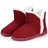 TUOBUQU Women Warm Bootie Slippers Fluffy Plush Indoor Outdoor Winter Booty Slippers