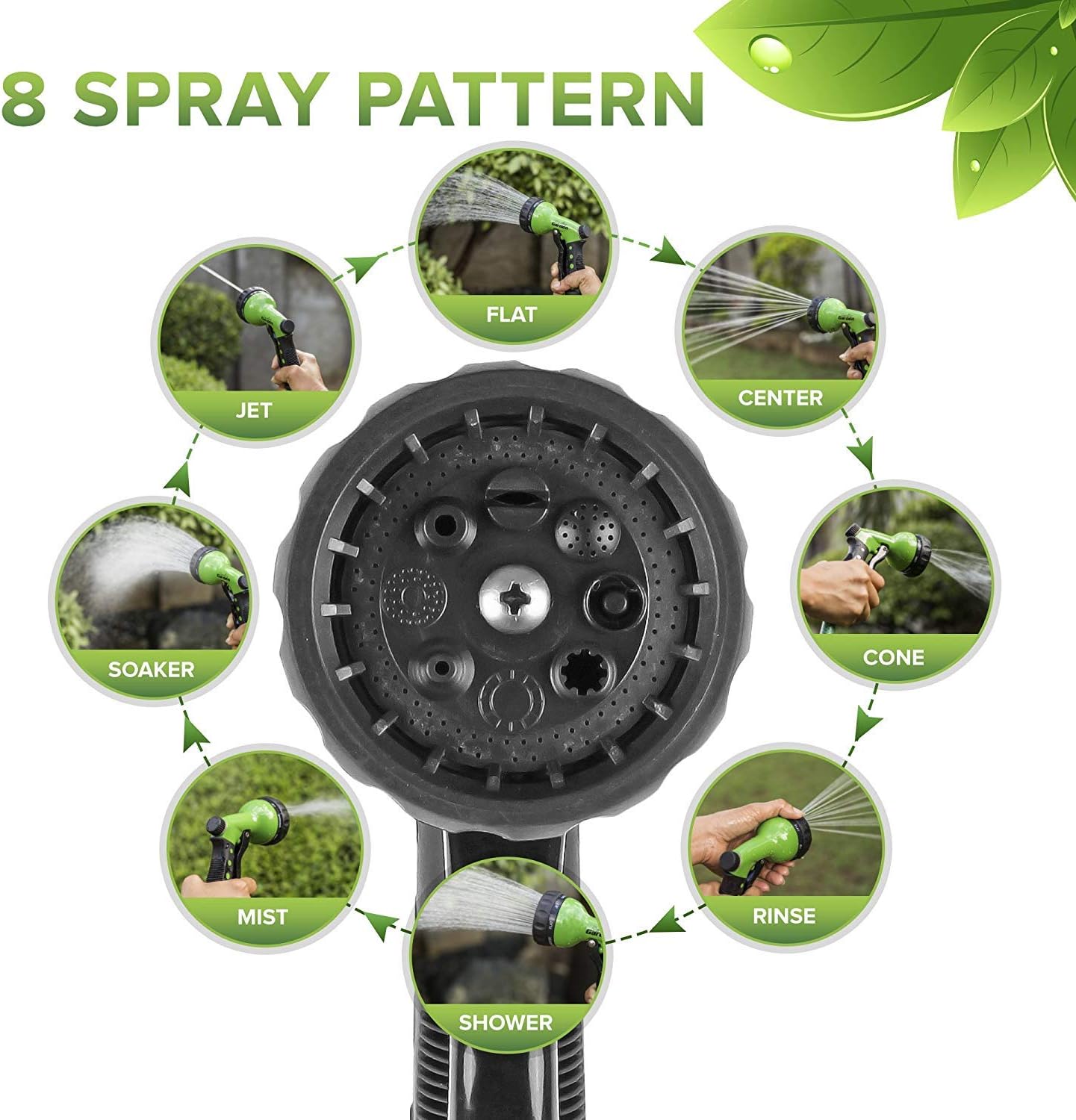 Signature Garden Heavy-Duty Nozzle, Comfort-Grip 8 Different Spray Patterns for Watering Lawns, Washing Cars & Pets : Garden & Outdoor