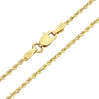 Nuragold 18k Real Yellow Gold 2mm Rope Chain Diamond Cut Necklace
