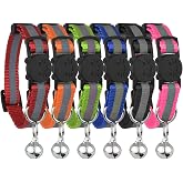 Reflective Cat Collar with Bell, Set of 6, Solid &amp; Safe Collars for Cats, Nylon, Mixed Colors, Pet Collar, Breakaway Cat Collar
