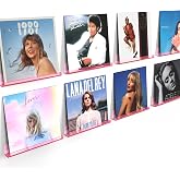 Vinyl Record Wall Mount Shelves, 12 inch Vinyl Holder, 8 Pack, Pink | Acrylic Floating Shelves for Album Record Storage Display, Wall Decor, Magazine Rack, Kids Bookshelf, Picture Ledge