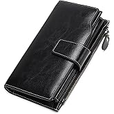 SENDEFN Women Leather Wallets RFID Blocking Clutch Card Holder Ladies Purse with Zipper Pocket