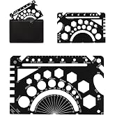 49 in 1 Pocket Engineer Wallet Ruler, Metal Protractor, Wallet Multitool | Credit Card Measuring Tool with Leather Protective Sleeve, Credit Card Size EDC Utility Gadget for Work &amp; Daily Use, 1 Pcs