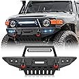 Front Bumper for Toyota FJ Cruiser 2007 2008 2009 2010 2011 2012 2013 2014 1st Gen, Built-in Winch Plate, LED Lights, Skid Plate,License Plate Bracket