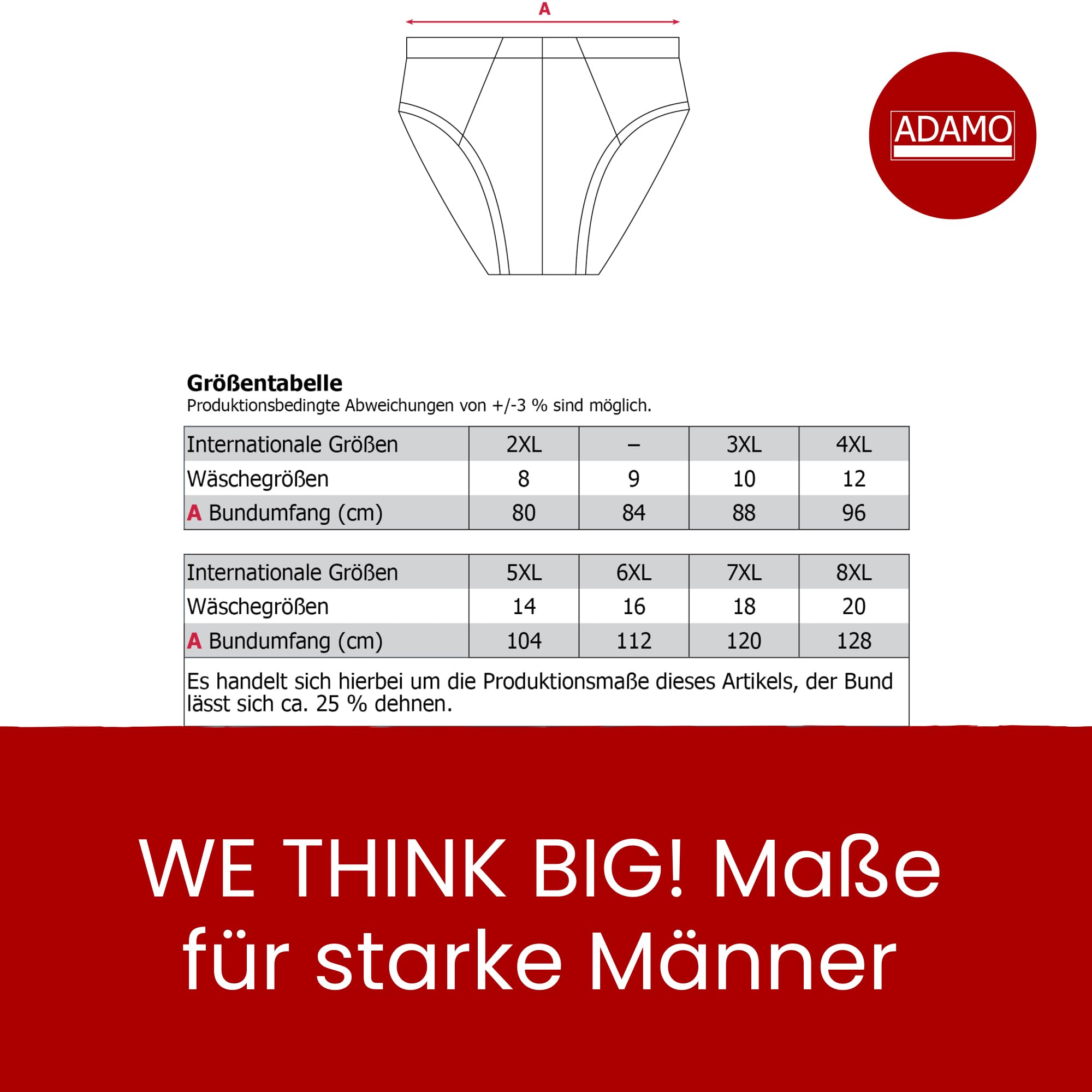 ADAMO Herren-Slips 3er Pack 100% Baumwolle, Schwarz, Größe 14 I Angenehme Herren Unterhosen in Übergröße I Waschmaschinentauglicher Herren Slip 2