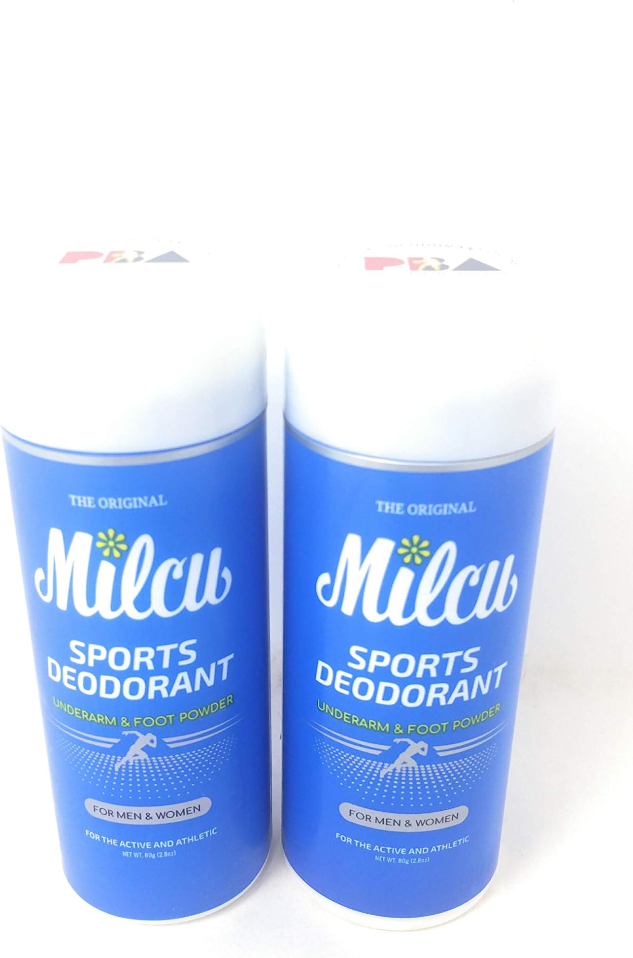 Milcu Sports Deodorant Underarm & Foot Powder for Men and Women 80g, 2 Pack