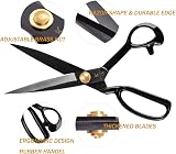 Homlynn 10 Inch Fabric Scissors Right-Handed Tailor's Shears Black view 2