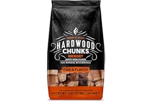 Fire & Flavor Hickory Wood Chunks for Smoking and Grilling - All-Natural, Long-Lasting with a Mildly Sweet Flavor - Large Chunk Wood Chips for Smokers,Red