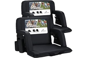 Sportneer Stadium Seat, 24" Extra Wide Stadium Seats with Backs, Bleacher Seats with 6 Reclining Positions & Armrests, 2.5" T