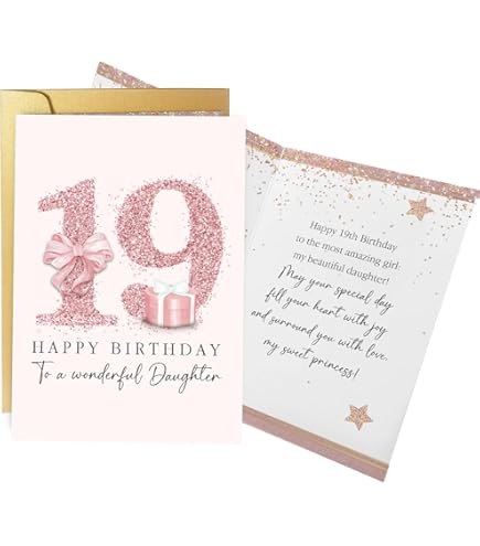 19th Birthday Card For Women - Birthday Card - Happy Cards For 19 Year Old Wife Daughter Sister Granddaughter Cousin Friend Niece 145mm X 145mm 19th Birthday Greeting Cards Gift - View #5
