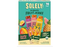 AL.R@ZY Solely Organic Fruit Jerky Paradise Pack, Tropical Flavors Variety, 16 Strips, No Sugar Added, 13 oz