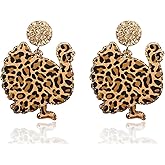 Thanksgiving Turkey Earrings Funny Fall Earrings Cute Cartoon Acrylic Gobble Chicken Dangle Earrings for Women Autumn Thanksgiving Jewelry
