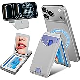 CORLAGOON Upgraded for MagSafe Wallet with Makeup mirror，Stronger Magnetic rfid blocking Wallet for iPhone Air 17 16 15 14 13 12 Pro Max,5 Cards Holder with Adjustable Stand