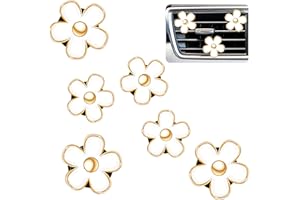 Frienda 6 Pcs Daisy Flower Air Vent Clip Valentine's Day Daisy Flower Car Air Vent Clips Air Freshener Outlet Clip Car Air Conditioning Clip Charm Decor(3 cm, 3.3 cm,White)