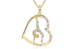 NORBU Gymnastics Necklace Gifts for Girls, Sport Gymnastics Equipment Stuff for kids, Team Spirit Coach Birthday Christmas Gift for Daughter Granddaughter