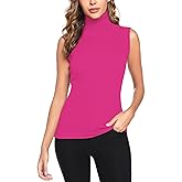 Totatuit Women's Spring Sleeveless Turtlenecks Tops Mock Neck Ribbed Solid Pullover Tank