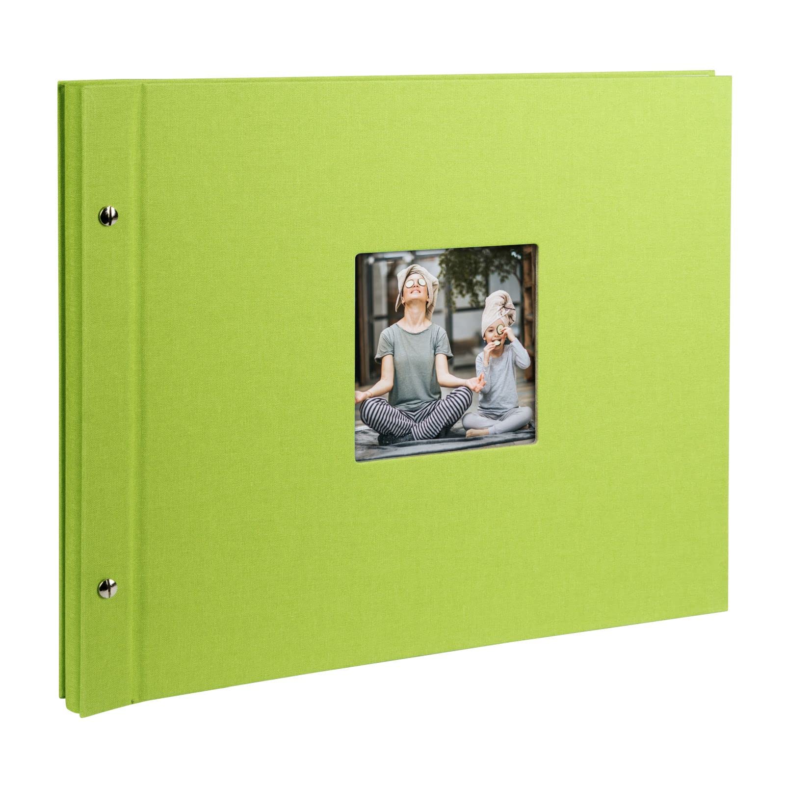goldbuch Bella Vista 39 x 31 cm Screw Photo Album with 40 White Pages with Glass Dividers Expandable Album Canvas Photo Book 28896