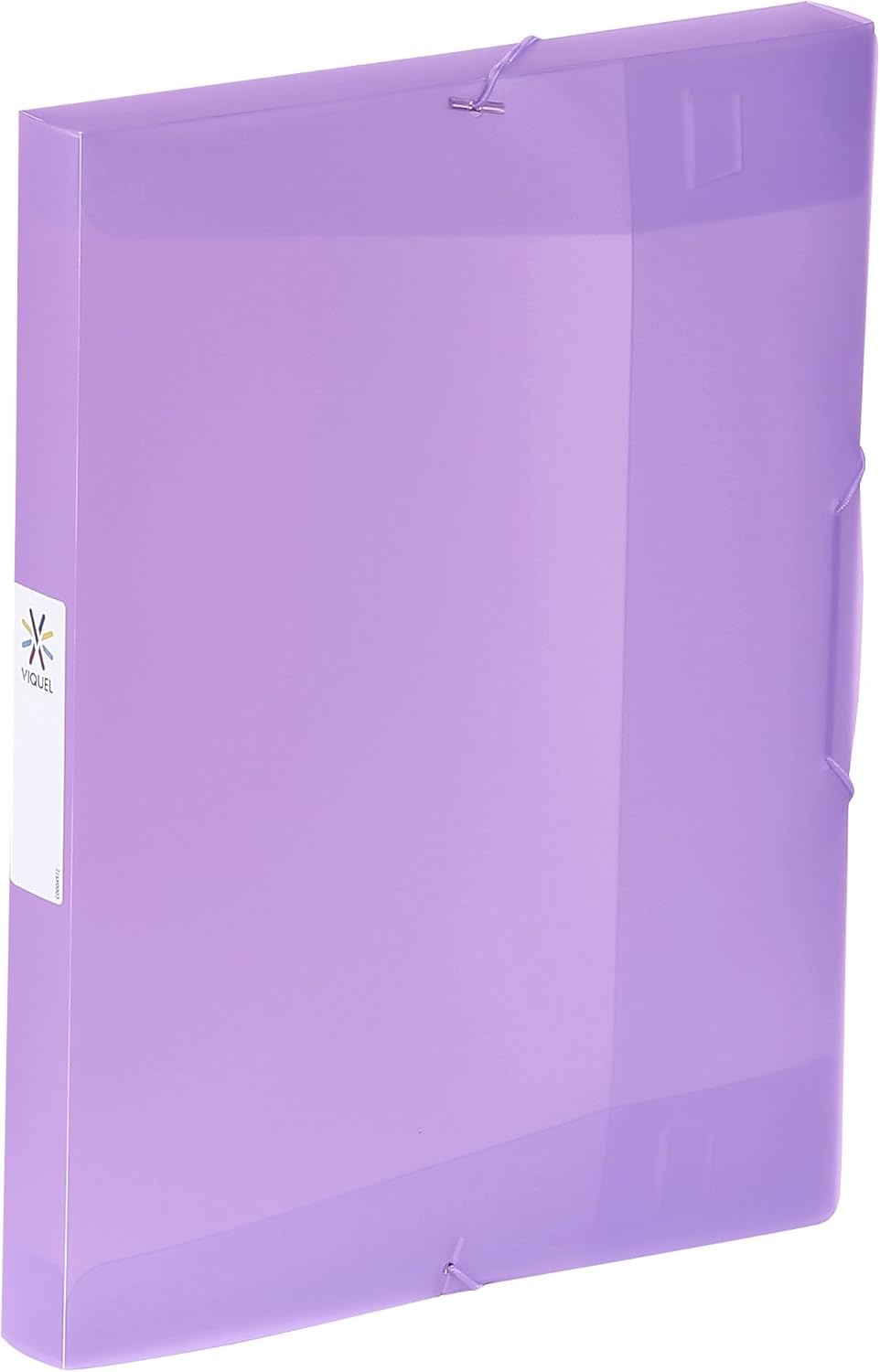 Viquel - Large Capacity Plastic Folder with 3 Flaps - A4 File Box with Identification Label - - Translucent Purple
