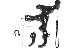 ZSHJGJR Archery Bow Release Aid 360° Rotating Head Thumb Release 3/4 Fingers Adjustable Left/Right Handed for Compound Bow Hunting Shooting Accessories