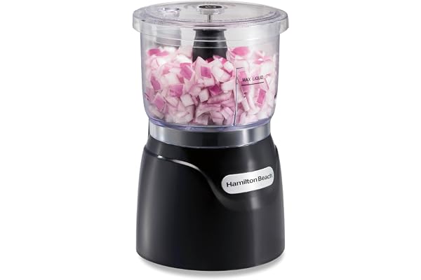 Hamilton Beach Stack & Press Food Chopper & Mini Food Processor, 350 Watts, 3 Cup Bowl, Stainless Steel Blades, for Chopping,