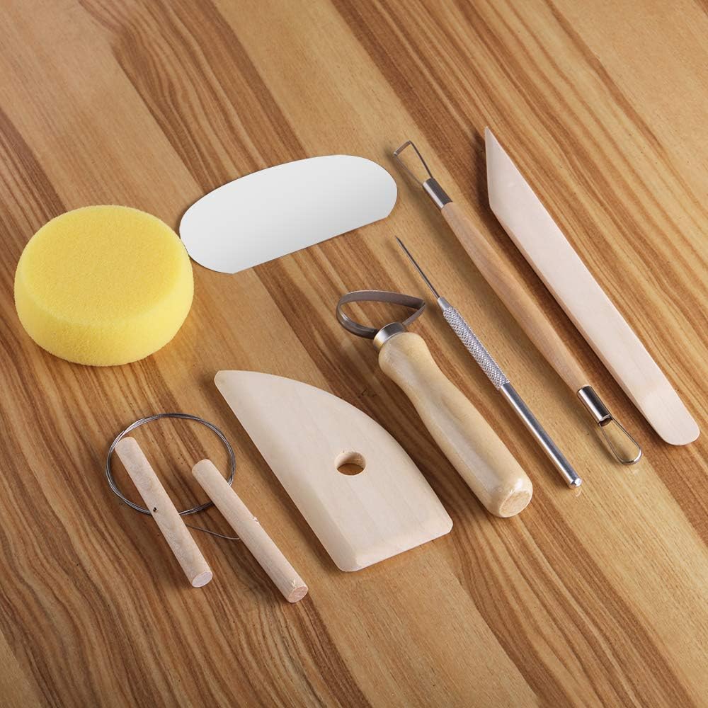 8 Pcs Ceramic Pottery Tools, Tubala Wooden Clay Carving Sculpting Modeling Tools Pottery Sculpting Tools Set