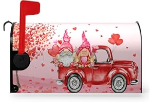 Dacawin Valentine Mailbox Covers Magnetic Standard Size Valentines Day Mailbox Post Cover Gnome Red Heart Truck Mail box Cover Happy Valentine's Day Mailbox decor Waterproof Mailbox Wraps 21 * 18 Inch