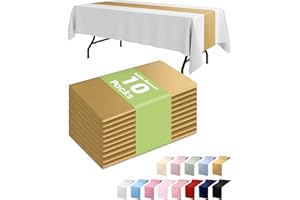 Pureegg Gold Plastic Table Runners - 10 Pack, 14'' x 108'', Water Resistant & Disposable Centerpiece Decorations for Table Cloth, Wedding, Birthday, Holiday, Baby Shower, Party, Home Decor