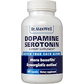 Dr. Maxwell Serotonin and Dopamine Supplements, Better Than Dopamine or Serotonin Support Only. Helps Maintain Normal Neurotransmitter Levels. Mucuna Pruriens, 5-HTP, 60 Capsules Women Men