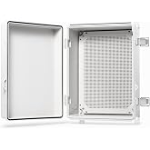 QILIPSU Outdoor Electrical Box Waterproof Junction Box 16.1"x12.2"x7.1" | Grey hinged cover, IP67 outdoor enclosure, ABS electrical enclosure, DIY project box with mounting plate