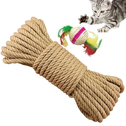 Yangbaga Natural Sisal Seil 6mm Ersatz Alte DIY Zubehör String ideal für den Austausch Katze Baum Griffoir