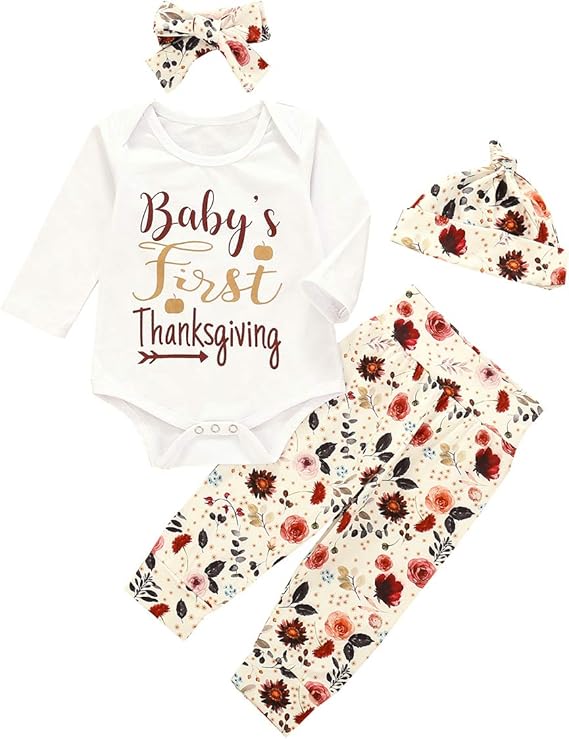 Puseky Newborn Baby Boys Girls My First Thanksgiving Outfits Romper Pants Hat Headband 4pcs Set Amazon Ca Clothing Shoes Accessories