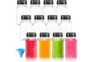 Qyyiguf 12 PCS Juice Bottles with Caps,5OZ Empty Plastic Water Bottle,Small Plastic Bottles for Liquids,Ginger,Milk,Parties,DIY