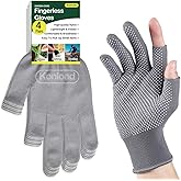 4 Pair High Dexterity Nylon 13 Gauge Knit Glove with PVC Dots-Lightweight Open Finger Glove Design Breathable Fingerless Gloves for Fishing/Cycling/