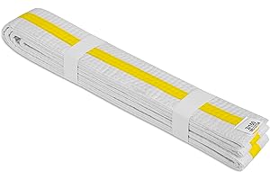 White Belt with Color Stripe for Karate, Taekwondo, Judo, and More | 65% Cotton, 35% Polyester with 9-Row Stitching