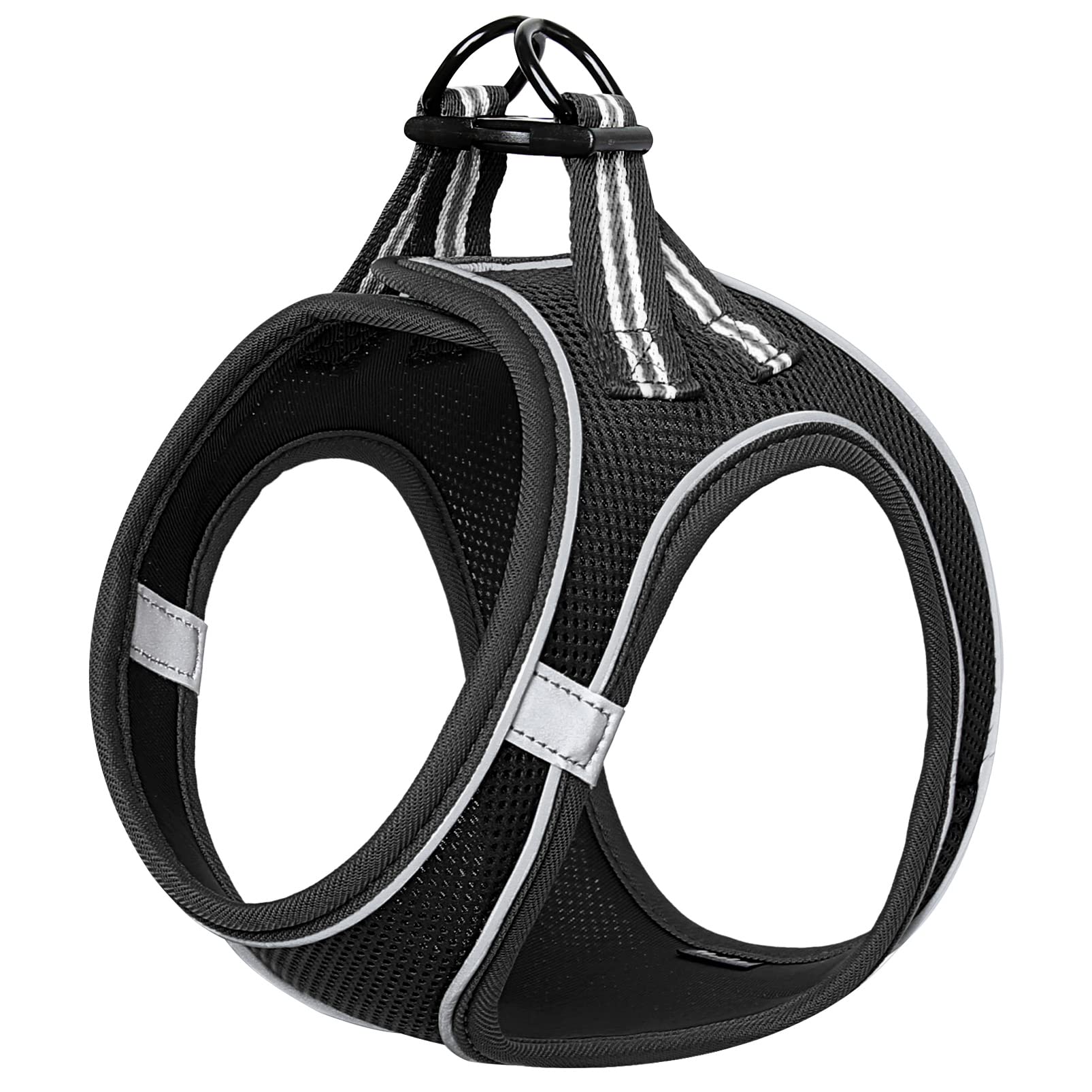 HEELE Dog Harness Small Dog Puppies Step-in Harness Soft Mesh Anti-Escape, Reflective Loop Harness Lightweight Comfortable for Training Walking Running, Black, M
