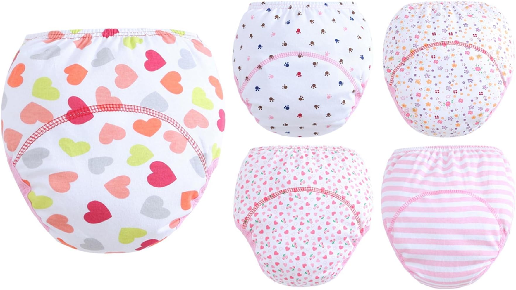 Training Pants Toddler Girls Potty Reusable Anti leakage Printing Pants For Kids 5 Pack