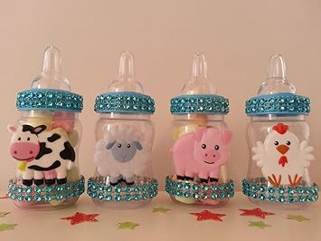 Amazon Com 12 Blue Fillable Bottles Baby Shower Boy Favors