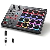 Donner MIDI Pad Beat Maker Machine Professional, Drum Machine with 16 Beat Pads, 2 Assignable Fader & Knobs and Music Product
