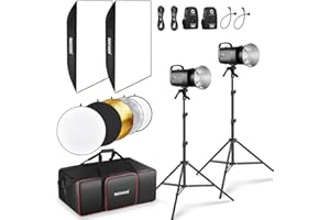 NEEWER 600Ws Studio Monolight Flash Light Kit: 2 Pack S101-300W PRO 5600K Strobe Lights with 2.4G Trigger/150W Modeling Lamps/Bowens Mount/Softboxes/Stands/Reflector/Bag, Compatible with QPRO